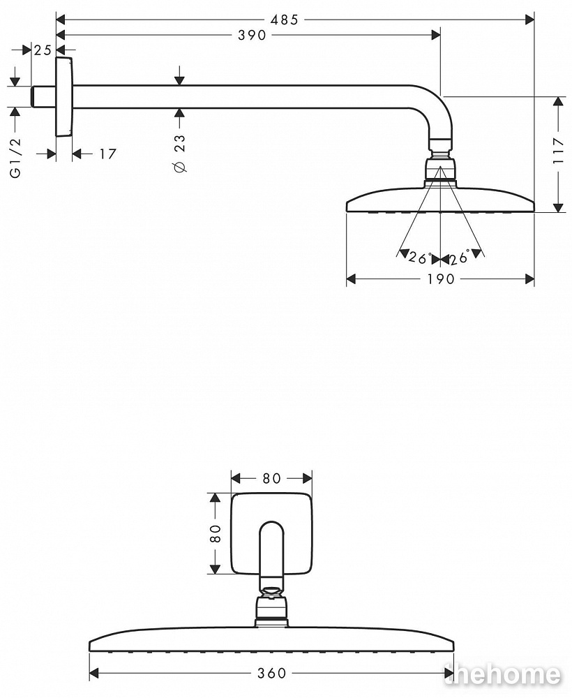 Верхний душ Hansgrohe Raindance E Air 27376000 - 2