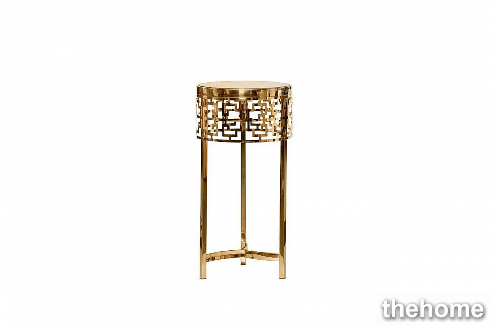 13RXFS5080L-GOLD Стол журнальный стекло коричн./золото d35*70см Garda Decor - TheHome