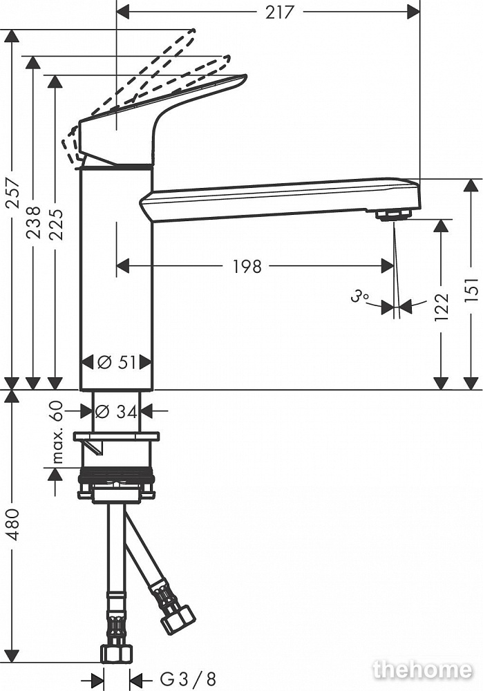 Смеситель Hansgrohe Focus M43 71816000 для кухонной мойки, хром - 2