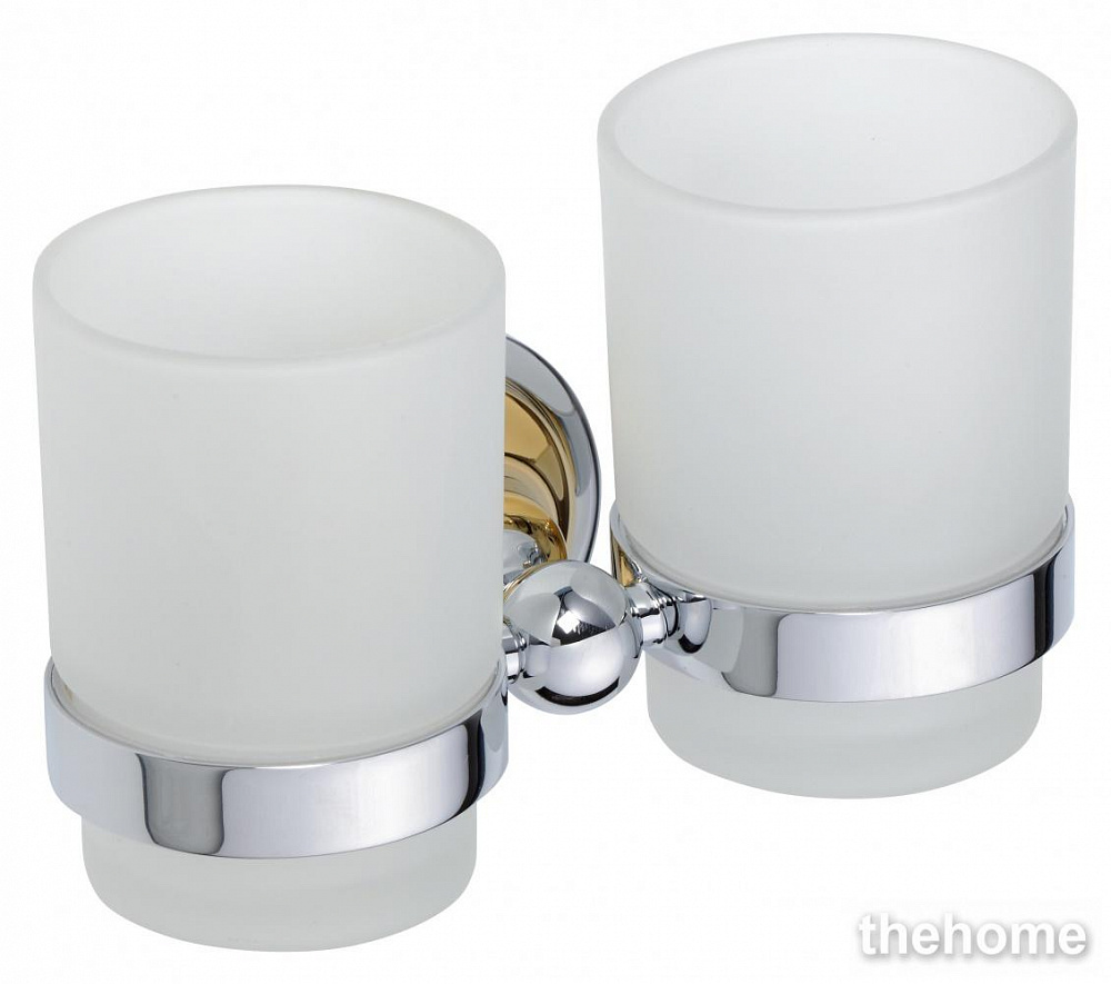 Стакан для зубных щеток двойной Bemeta Retro 144210028 16 x 9 x 9.5 см, хром/золото - TheHome