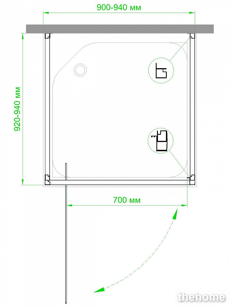 Душевой уголок Royal Bath HV-C-CH-P 90x90x185 рифленое - 4