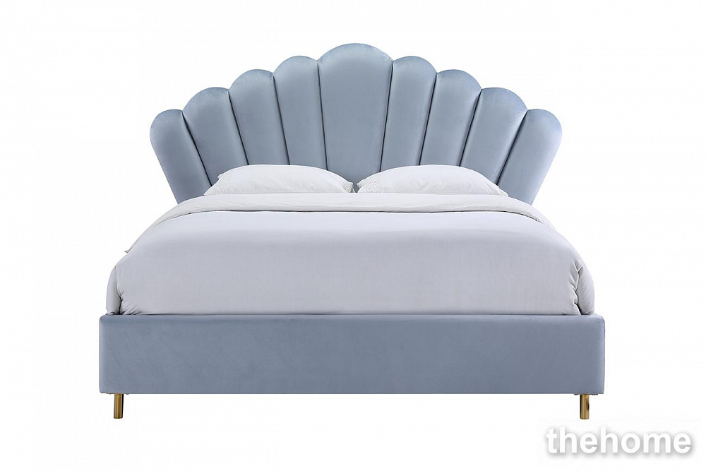 N-BD1913-160 GR Кровать велюр серо-голубой 214*224*141см Garda Decor - TheHome