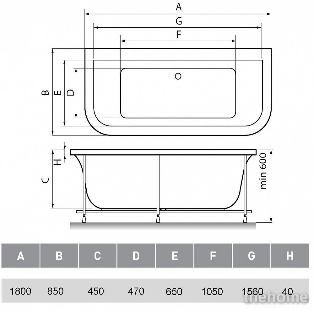 Акриловая ванна Vayer Options BTW 180x85 - 5