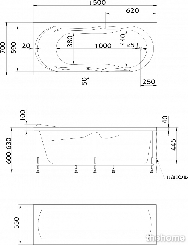 Акриловая ванна 1MarKa Vita 150x70 - 4