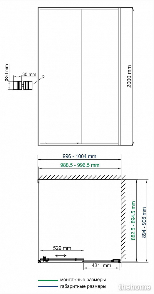 Душевой уголок Wasserkraft Dill 61S22 100x90см прозрачный - 3