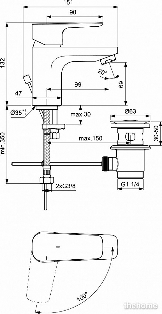Смеситель для раковины Ideal Standard CERAPLAN III SLIM BC566AA - 2