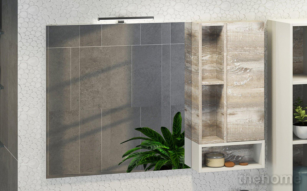 Зеркальный шкаф Comfortу Турин-120 дуб бежевый - TheHome