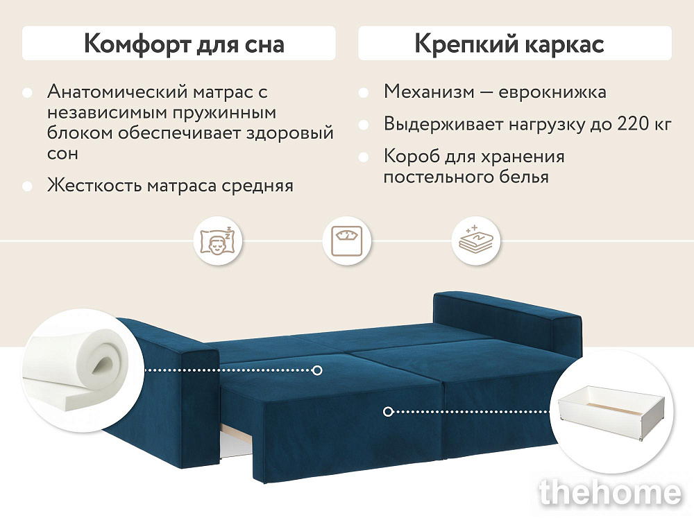 Диван прямой DeeOne Корсо-1 AAA41326005 синий - 4