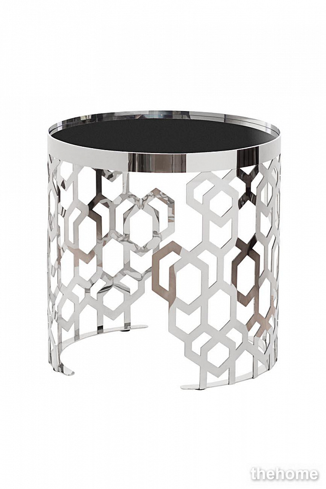 13RXET8011-SILVER Стол журнальный черн.стекло/серебро d50*50см Garda Decor - TheHome