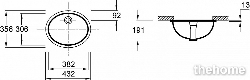 Раковина встраиваемая 43 см Jacob Delafon Caxton 2209-0 - 2