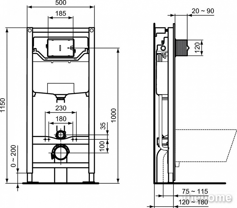 Комплект Ideal Standard Tesi Prosys с подвесным унитазом и инсталляцией T355101PT15 - 7