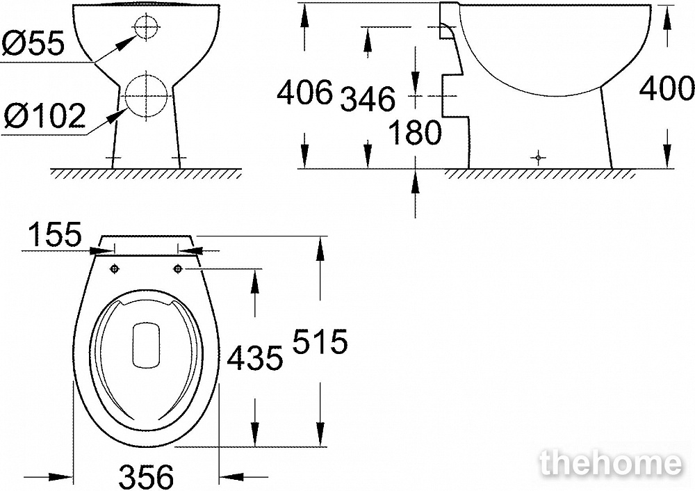 Приставной унитаз Grohe Bau Ceramic 39430000 - 4