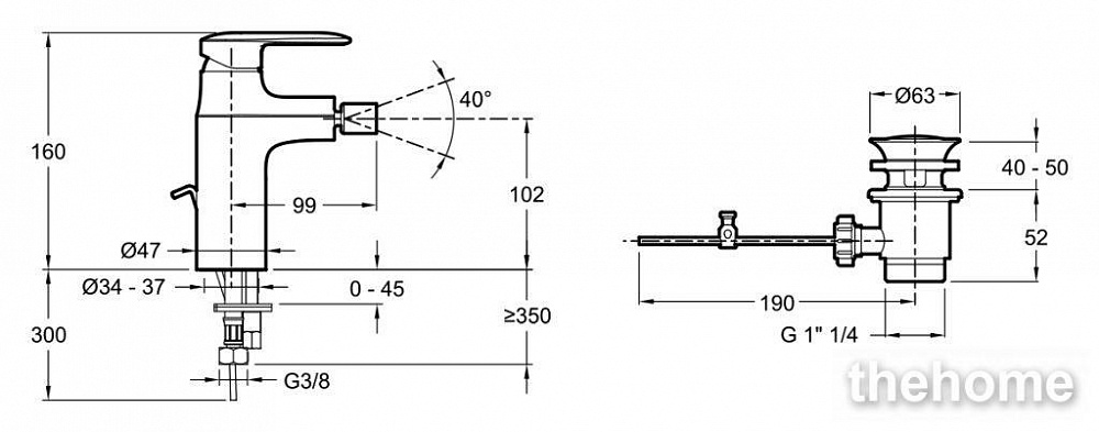 Смеситель Jacob Delafon Kumin E99456-CP для биде - 3