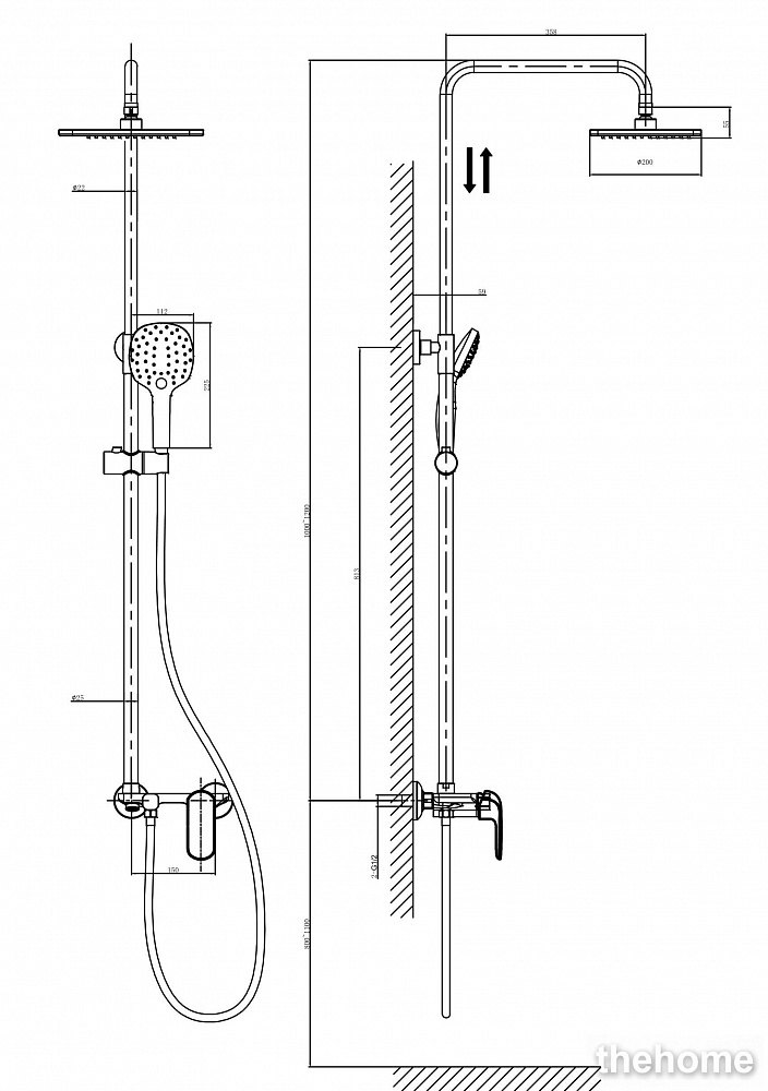 Душевая система D&K Venice Gondola DA1023701B14, хром - 4