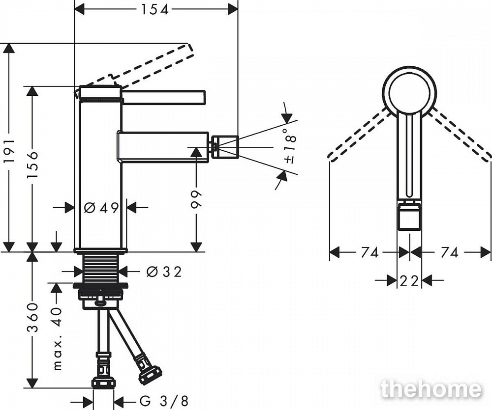 Смеситель Hansgrohe Finoris для биде 76200670 черный - 2