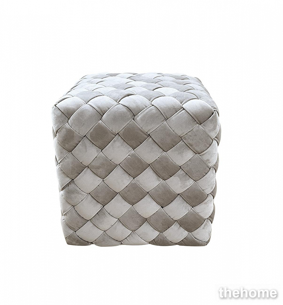 N-PUF-190 BEG Пуф плетеный велюр серо-бежевый 40*40*40см Garda Decor - TheHome