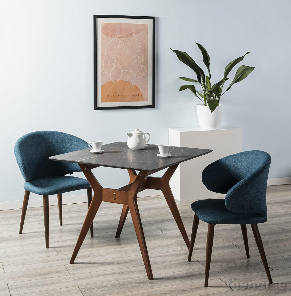 Стол R-Home Нарвик 960*960 мрамор Графит Темный орех - 5