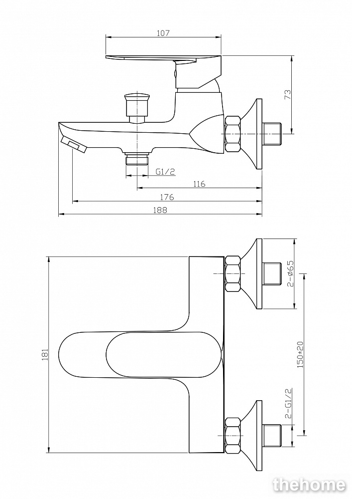 Смеситель Agger Splendid A0910000 для ванны с душем - 2