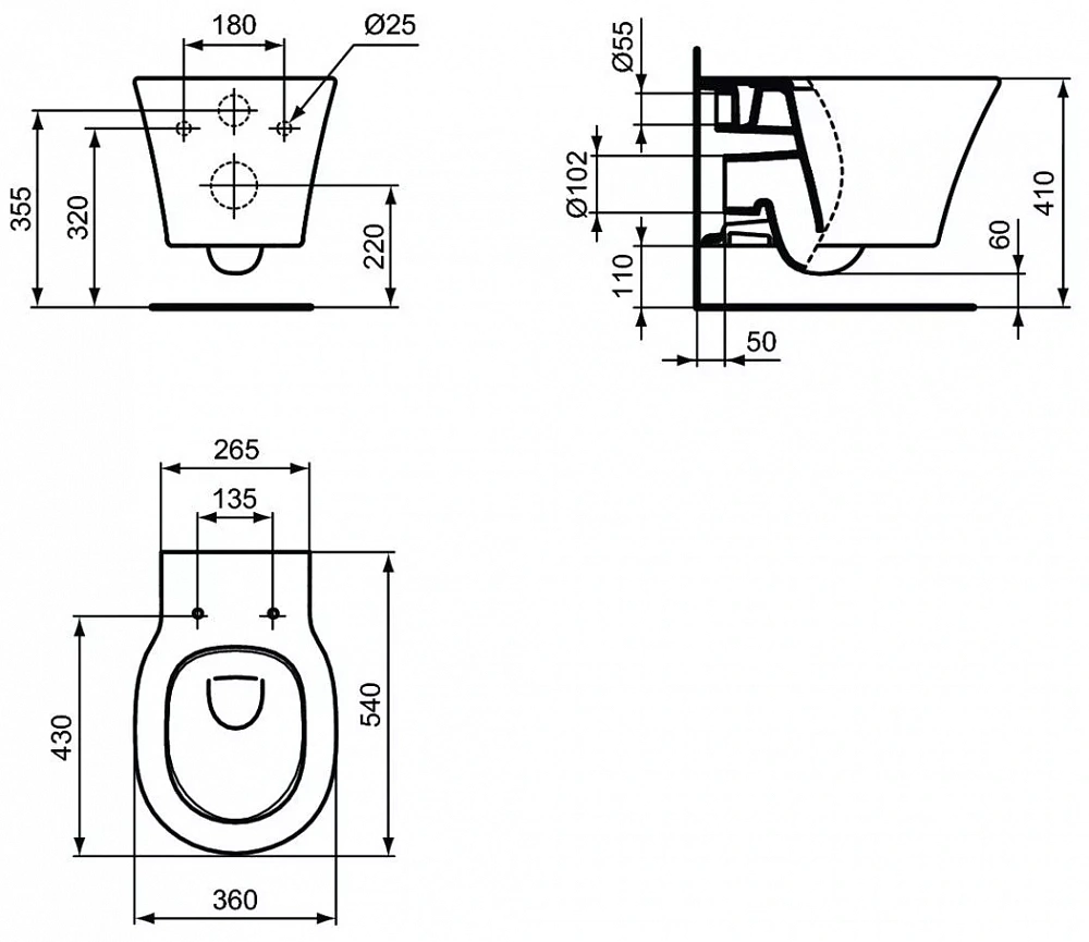 Чаша унитаза подвесного Ideal Standard Connect Air AquaBlade E005401 - 4