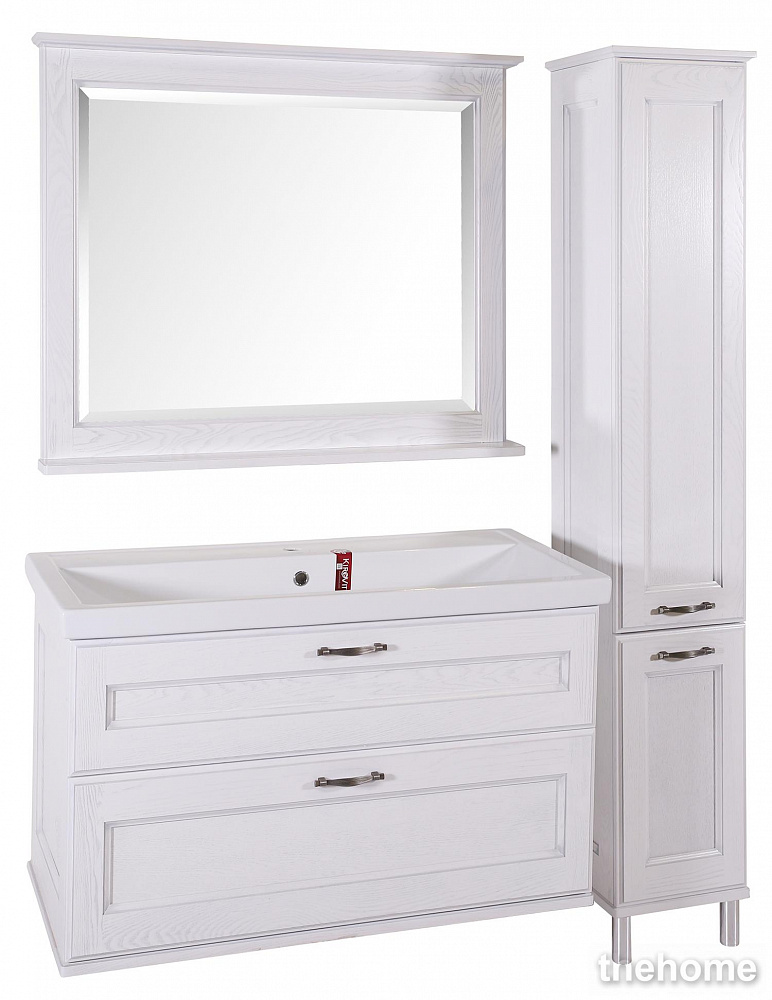 Зеркало ASB-Woodline Прато 100 9646 белый (патина серебро) - 2