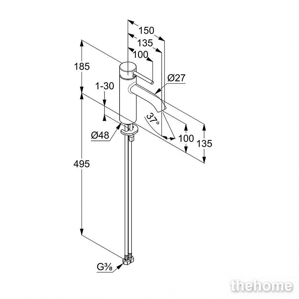 Cмеситель Kludi Bozz 382823976 для раковины черный матовый - 2