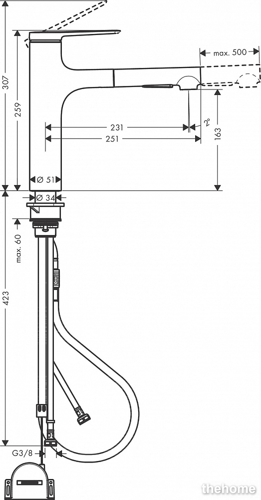 Смеситель Hansgrohe Zesis M33 74804000 для кухонной мойки, хром - 2
