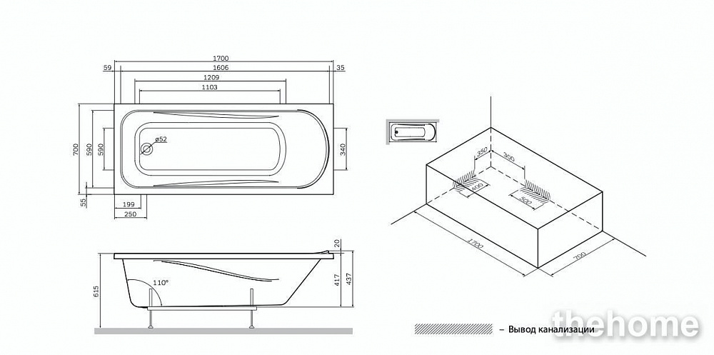 Акриловая ванна Am.Pm W75A-170-070W-KL белая 170x70 с каркасом и сливом-переливом - 4
