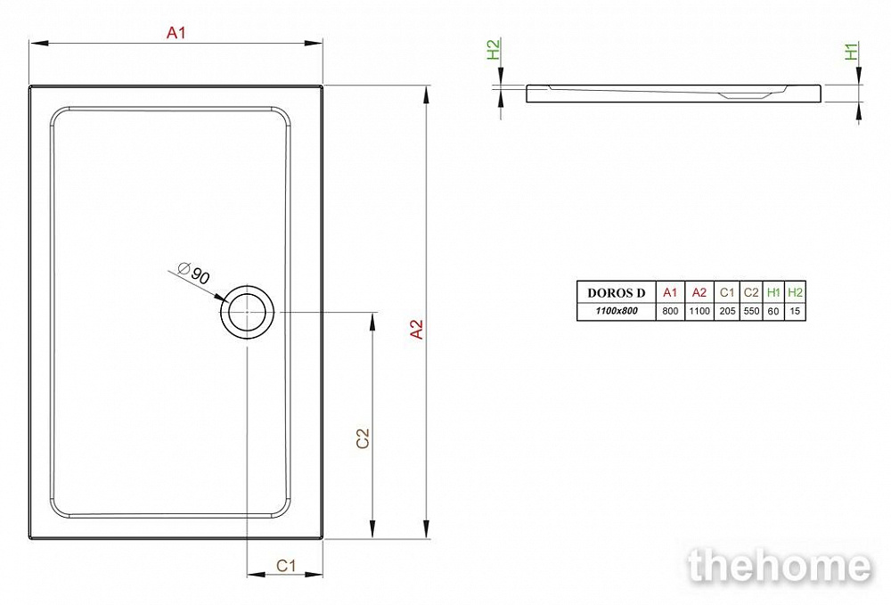 Душевой поддон Radaway Doros D 80x110 - 3