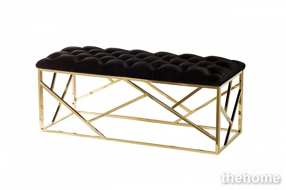 GY-BEN7835GOLD-BL Банкетка велюр черный/золото 110*42*46см Garda Decor - 2
