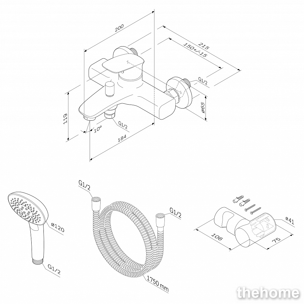 Смеситель Am.Pm Spirit V2.1 для ванны и душа, хром F71A15000 - 3