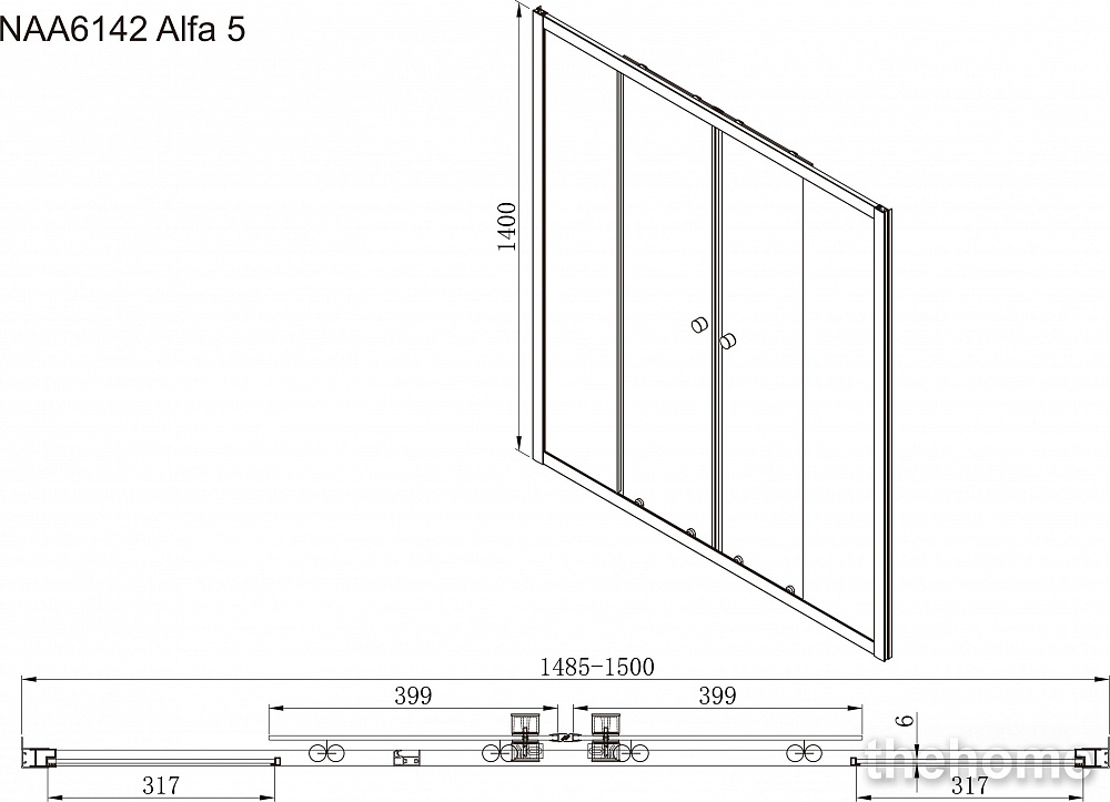 Шторка на ванну Aquanet Alfa 5 150 NAA6142 - 4
