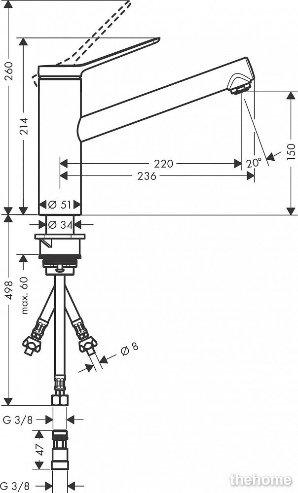 Смеситель Hansgrohe Zesis M33 74806000 для кухонной мойки, хром - 2