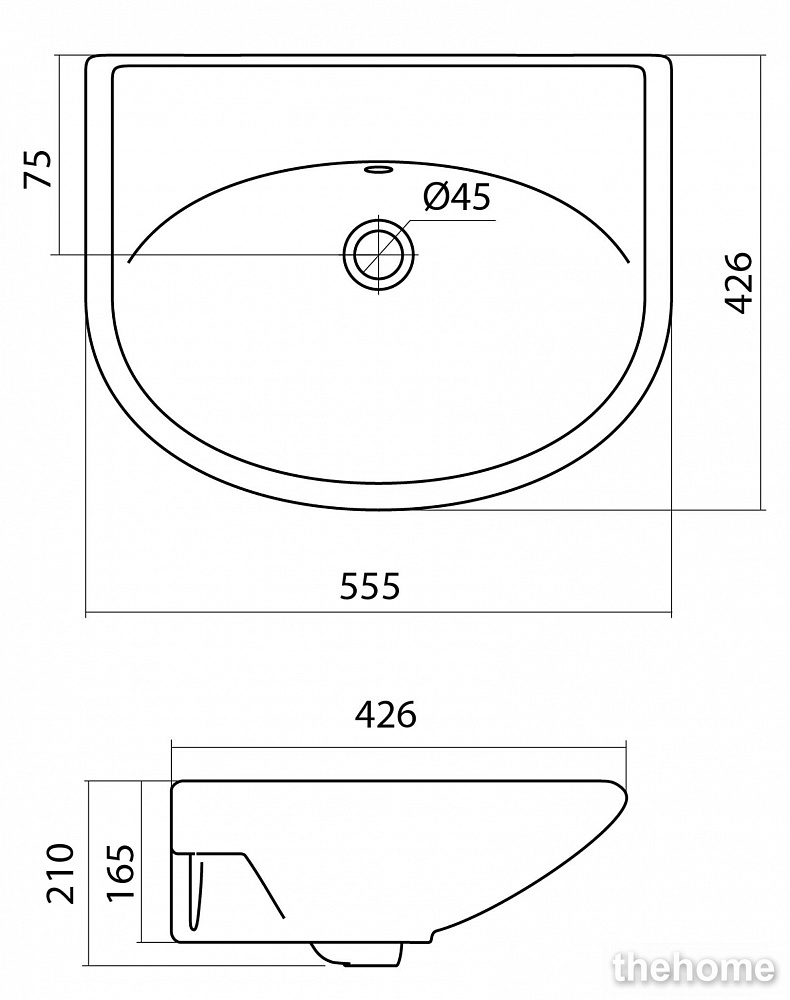 Раковина Santek Цезарь 60 без отверстия под смеситель 1WH110523 - 4