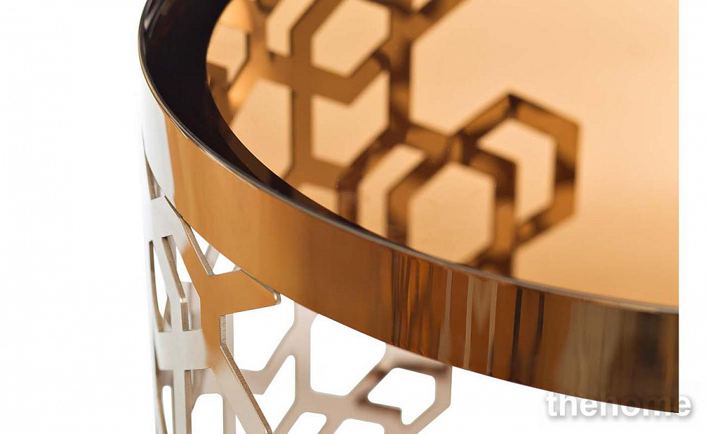 13RXET8011-GOLD Стол журнальный стекло коричн./роз.зол d50*50см Garda Decor - 2