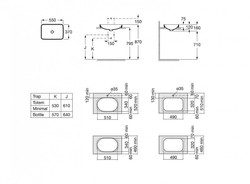 Раковина Roca Inspira WB Square 55х37 327534000 - 2