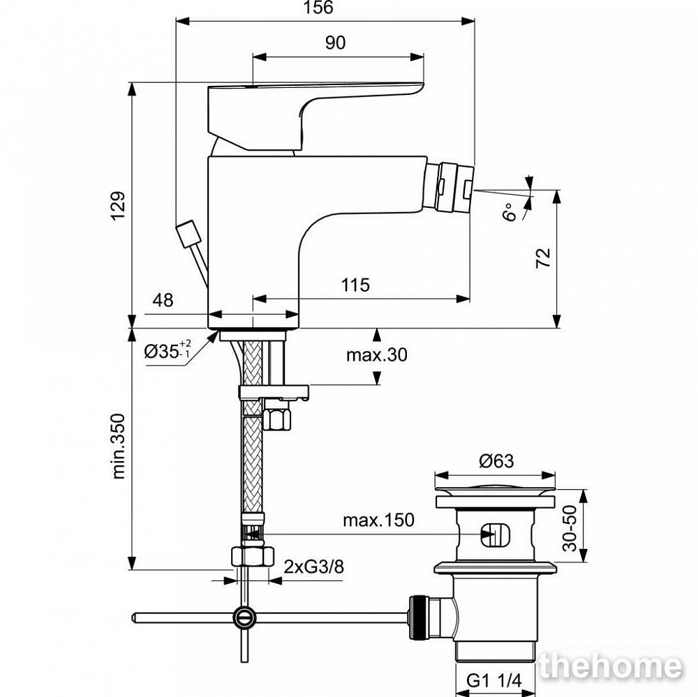 Смеситель Ideal Standard Ceraplan III для биде BC626AA хром - 2