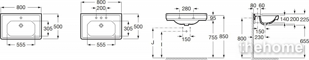 Раковина 80 см Roca Carmen 3270A0003 - 4
