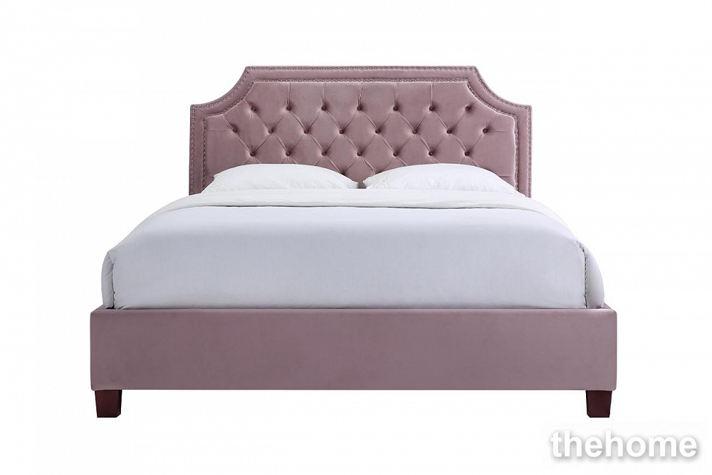 N-BS2022-160 PI Кровать велюр пепельно-розовый 213*173*126см Garda Decor - TheHome