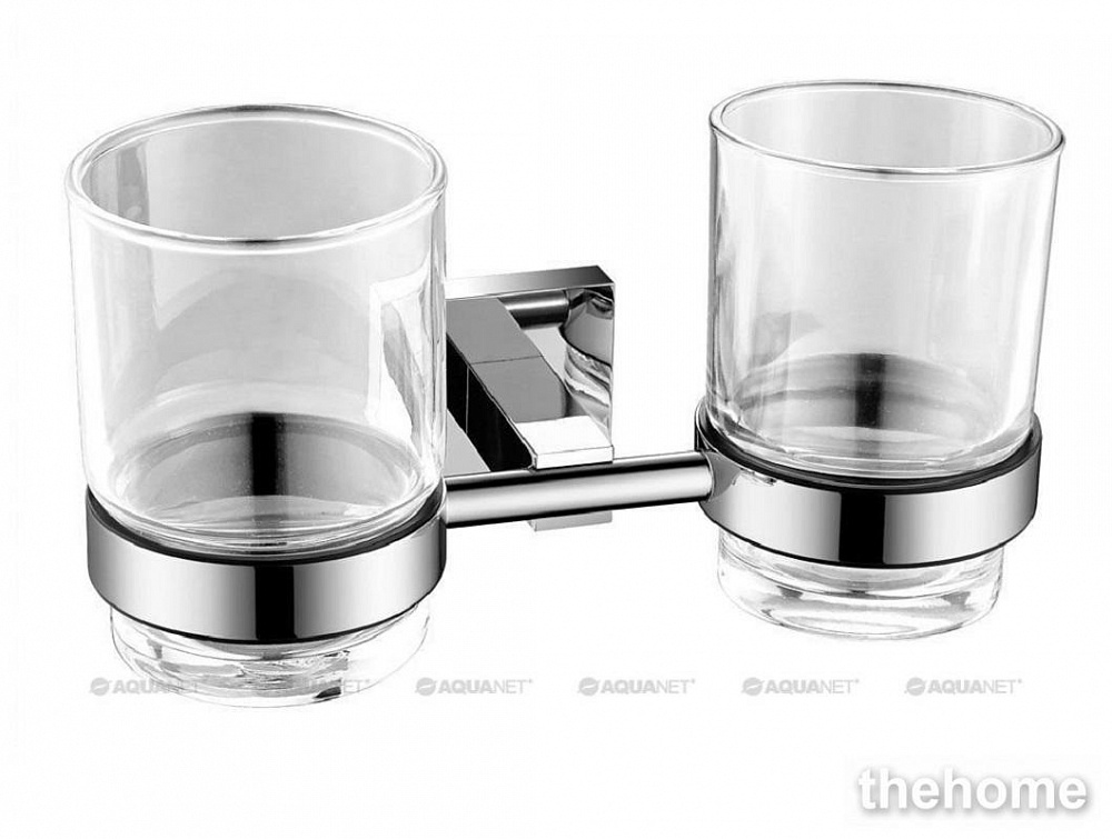 Стакан для щеток с держателем Aquanet 6184D, двойной, хром - TheHome