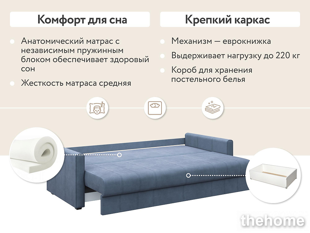 Диван прямой DeeOne Римини AAA4046011 синий - 5