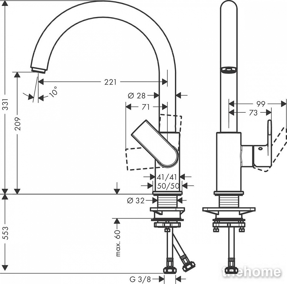 Смеситель Hansgrohe Vernis Shape для кухонной мойки 71871670 черный - 2