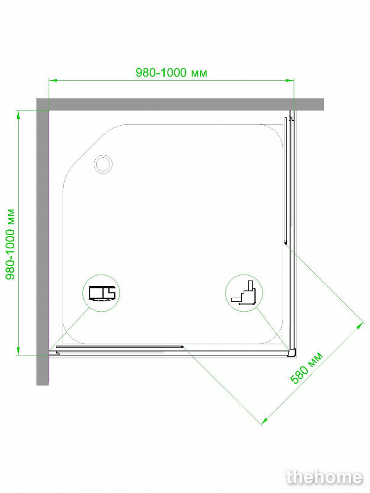 Душевой уголок Royal Bath HPD-T-CH 100х100х185 прозрачное - 2