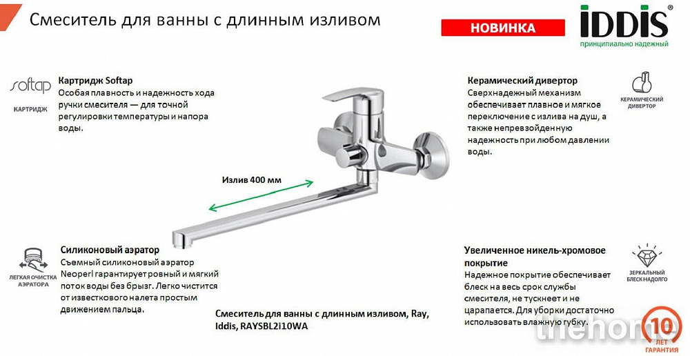 Смеситель для ванны Iddis Ray RAYSBL2i10WA - 2