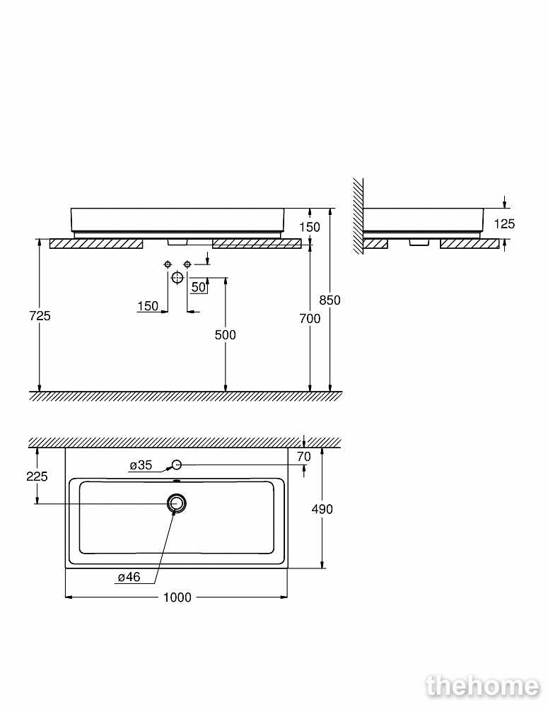 Раковина Grohe Cube Ceramic 3947500H 100 см - 2