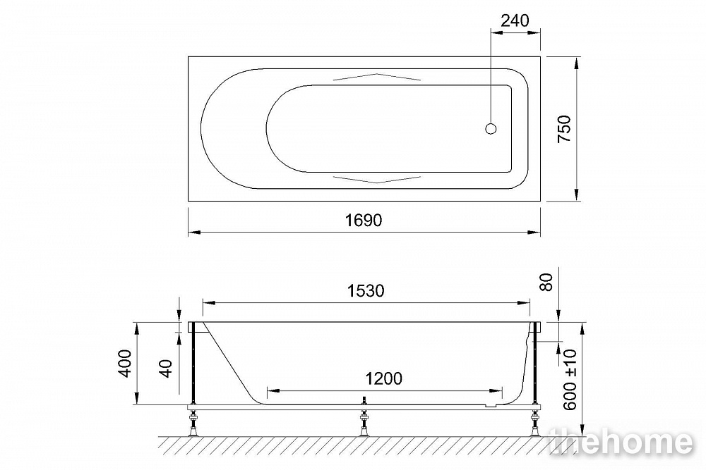 Акриловая ванна Royal Bath Tudor RB407701 170x75x60 - 4