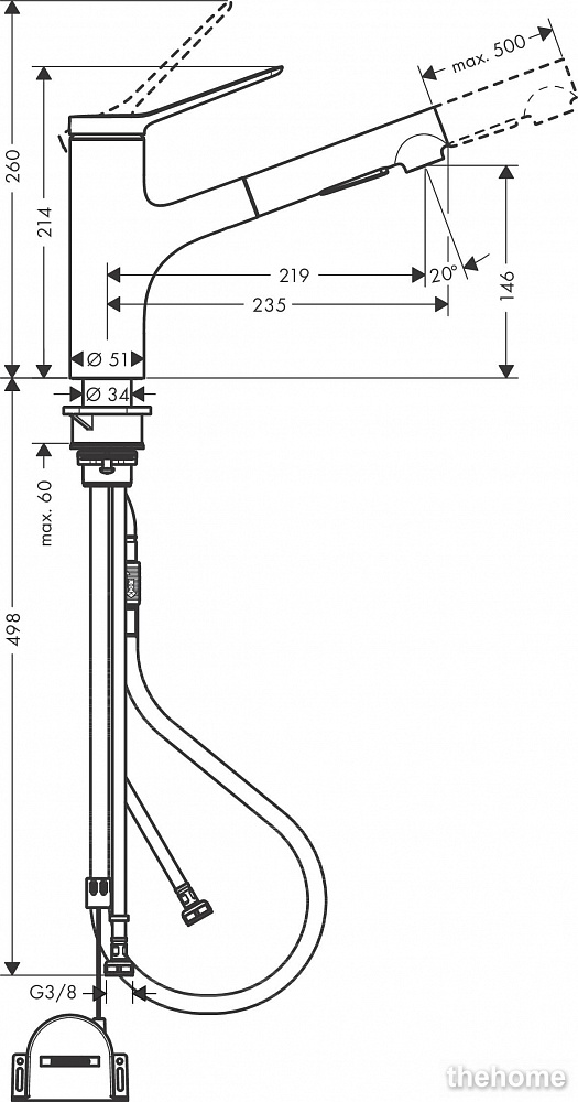 Смеситель Hansgrohe Zesis M33 74803670 для кухонной мойки, матовый черный - 2