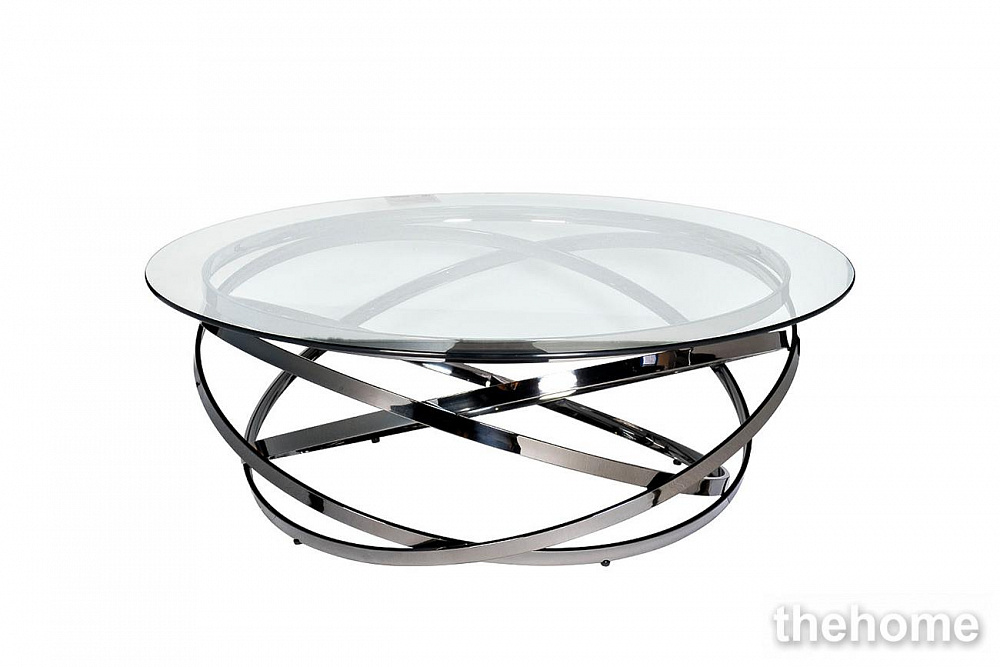 GY-CT8402BL Стол журнальный стекло прозр/темн.хром d120*40см Garda Decor - TheHome