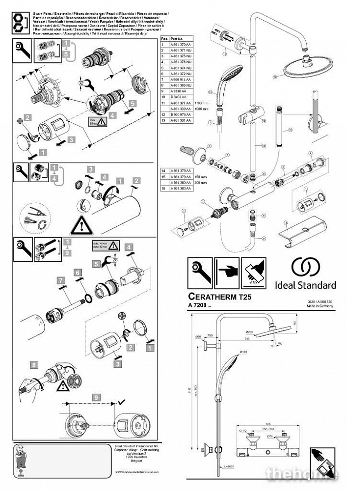 Душевая система Ideal Standard Ceratherm T25 с термостатическим смесителем A7208AA - 5