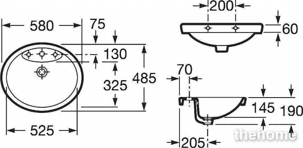 Раковина Roca Dama Senso 327515000 58x49 cм встраиваемая сверху - 4