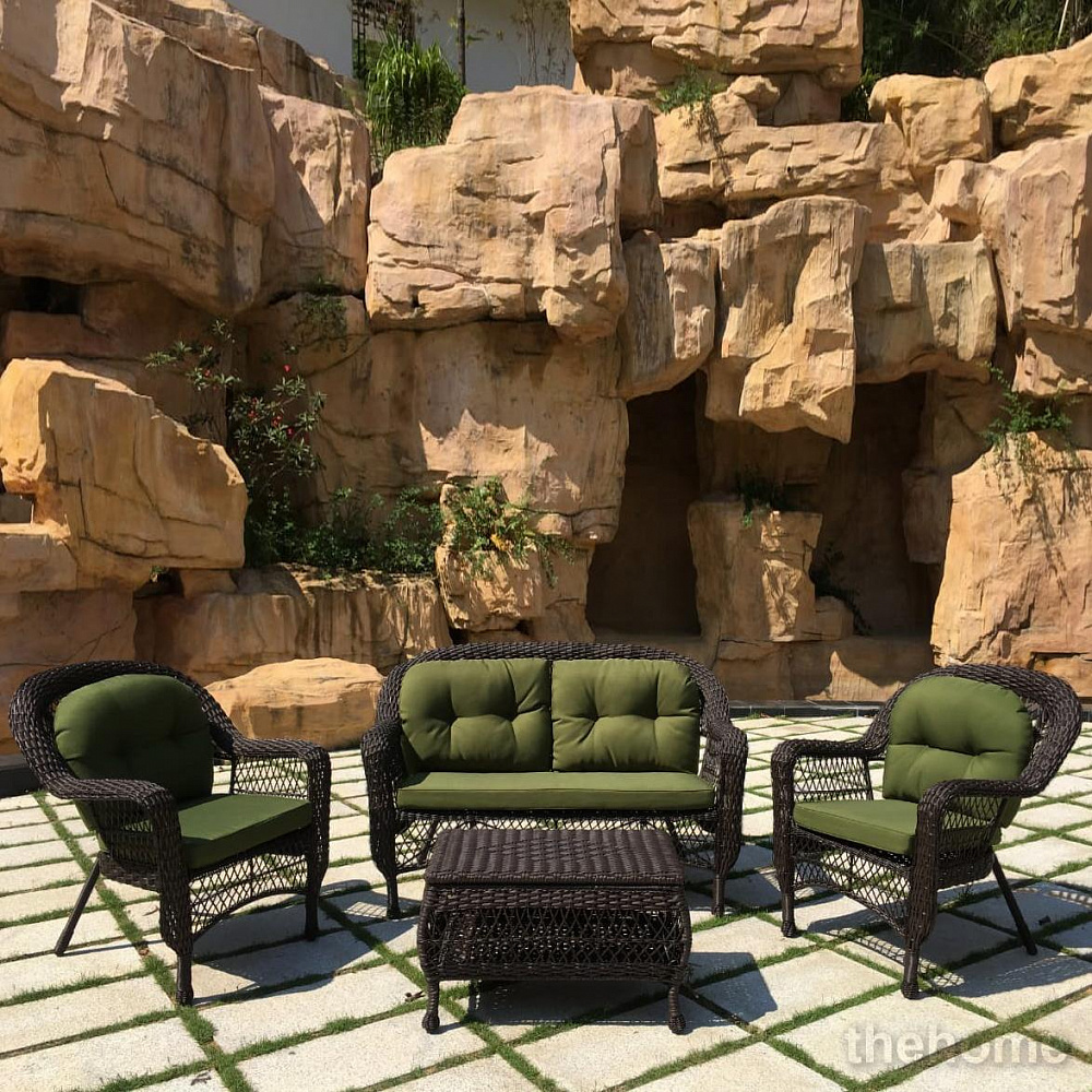 Плетеный комплект для отдыха LV-520BG Brown/Green Afina - TheHome